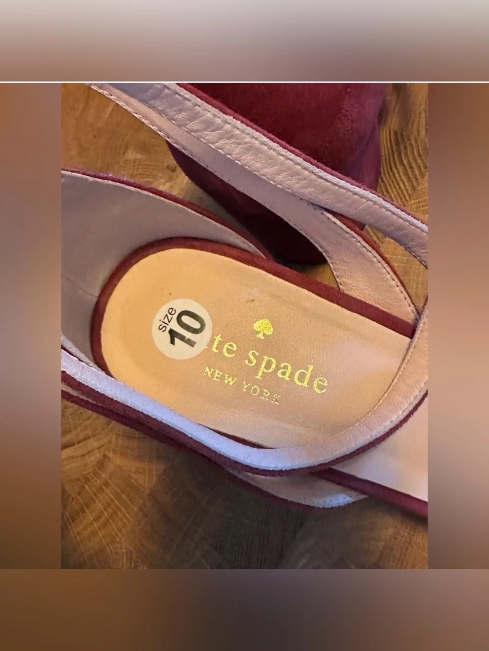 KATE SPADE M Watson Too Deep Crimson Suede Heels Sandals SZ 10M